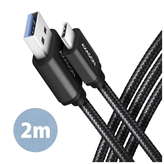Дата кабель USB 3.2 AM to USB-C 2.0m black AXAGON (BUCM3-AM20AB) - зображення 1