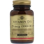 Вітамін Solgar Вітамін D3, Cholecalciferol, 25 мкг, 1,000 МE, 180 таблеток (SOL-03311) - зменшене зображення 1