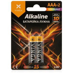 Батарейка AAA LR03 Alkaline 2pcs Blister Vinga (VJABAAA2) зображення 1