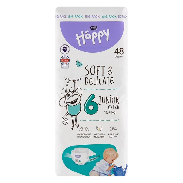 Підгузки Bella Happy 6 Junior Extra 15+ кг 48 шт (5900516605551) - зображення 1