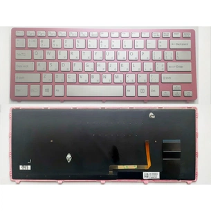 Клавіатура ноутбука Sony SVF14N (Fit 14N Series) срібло з рожевою рамкою та підсвіткою (A43812) зображення 1