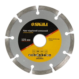 Круг відрізний Sigma алмазний сегментований 125x1.8x22.2мм, 12000 об/хв (1922031) зображення 1