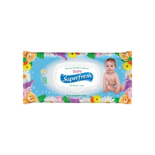 Дитячі вологі серветки Superfresh Baby chamomile з клапаном 72 шт (4820048488044) зображення 1
