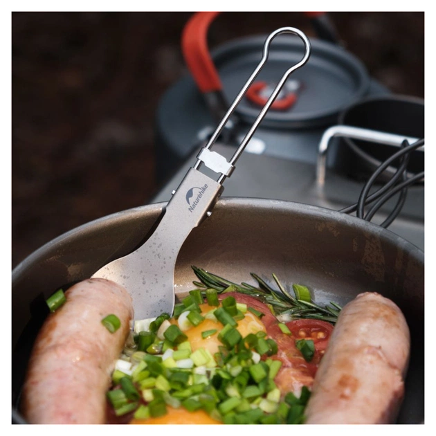 Ложка-виделка туристична Naturehike титанова NH19C001-J (6927595734766) - picture 4
