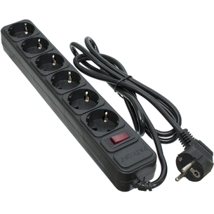 Мережевий фільтр живлення Patron 1.8 m3*1mm2 (SP-1062) 6 розеток BLACK (EXT-PN-SP-1062) зображення 1
