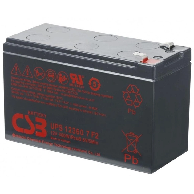 Батарея до ДБЖ CSB UPS12360, 12В 7 Аг (UPS12360) - зображення 1