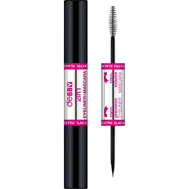 Туш для вій Debby 2 in 1 Eyeliner Mascara Extra Black (8009518261677) - изображение 1