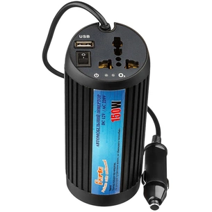 Автомобільний інвертор Porto 12V/220V 150W, USB, іонізатор, Black (MNY-150B) зображення 1