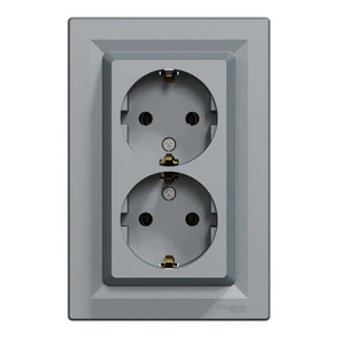 Розетка Schneider Electric ASFORA із заземленням подвійна сталь 16А (EPH9900162) изображение 1