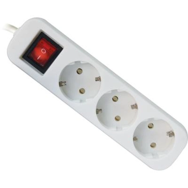 Мережевий подовжувач Defender S350 5.0 m 3 роз switch white (99235) - изображение 1