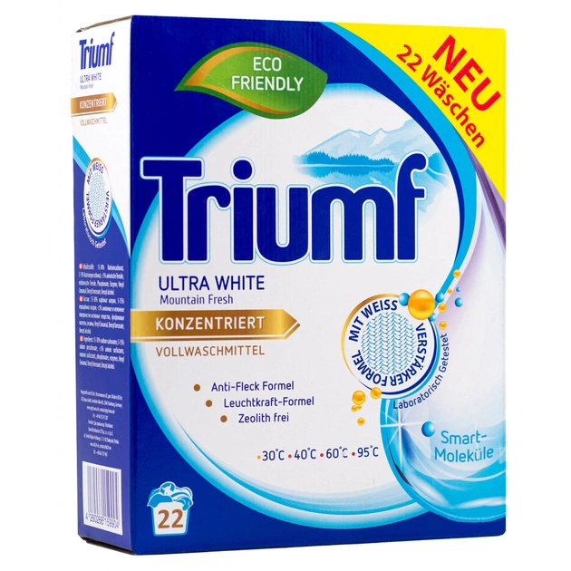 Пральний порошок Triumf Ultra White для білої білизни 1.6 кг (4260266159904) - зображення 1