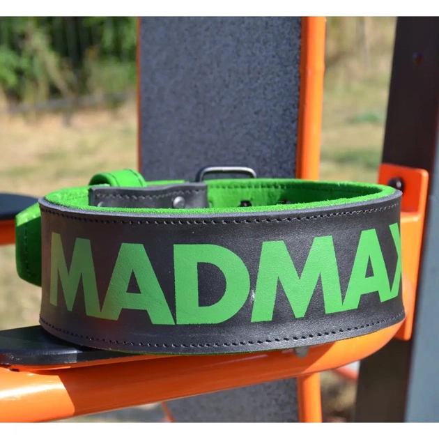 Атлетичний пояс MadMax MFB-302 Quick Release Belt шкіряний Black/Green M (MFB-302_M) - picture 2