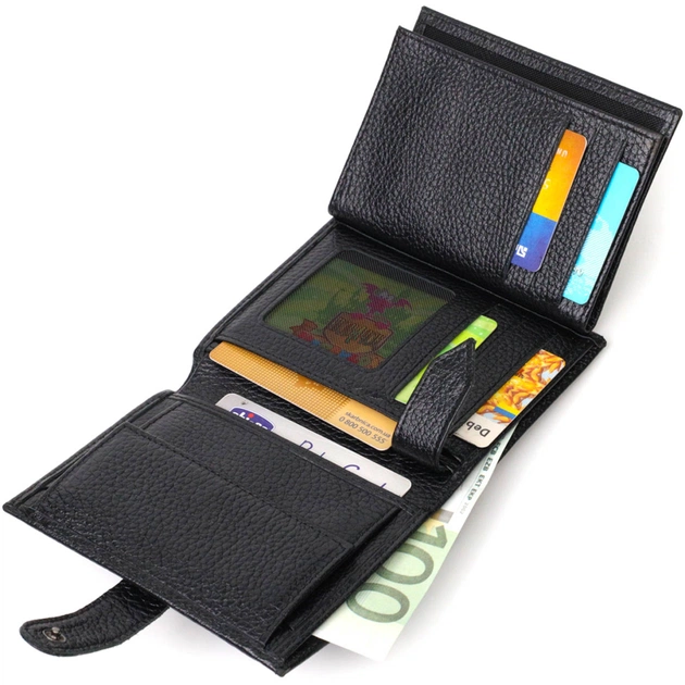 Портмоне Bond Accessories З натуральної зернистої шкіри Чорне (22055) - изображение 8