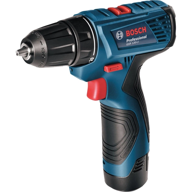 Шуруповерт Bosch GSR 120-LI, 2х2Ач, набір біт 11од і свердел 12од. (0.601.9G8.002) - зображення 1