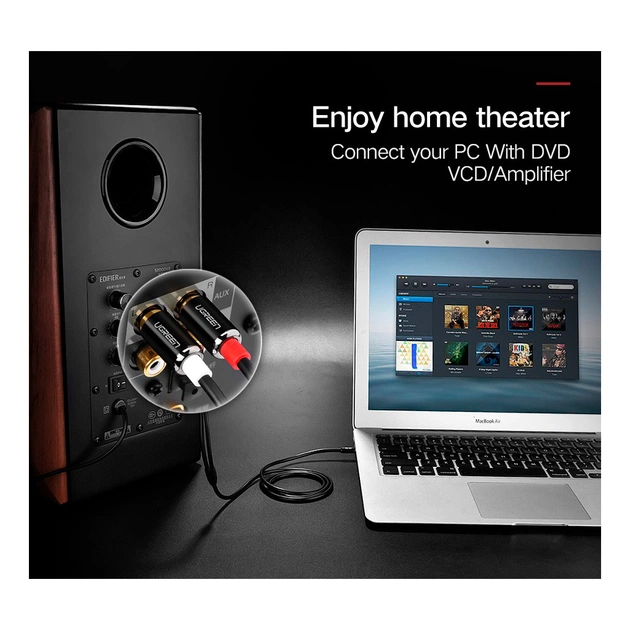 Кабель мультимедійний 3.5mm M to 2xRCA M 3.0m AV116 black Ugreen (10590) - изображение 9