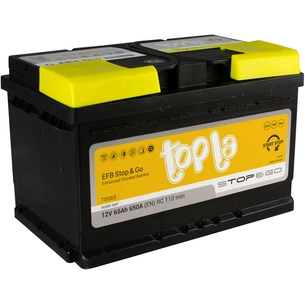 Акумулятор автомобільний Topla 65 Ah/12V Topla EFB Euro (112 065) зображення 1