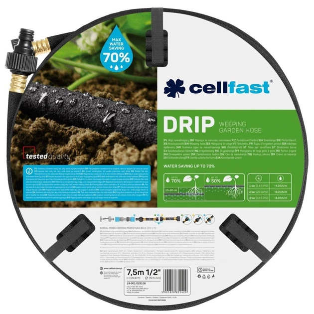 Шланг для поливу Cellfast DRIP для крапельного поливу, 1/2", 7.5м (19-001) - picture 4