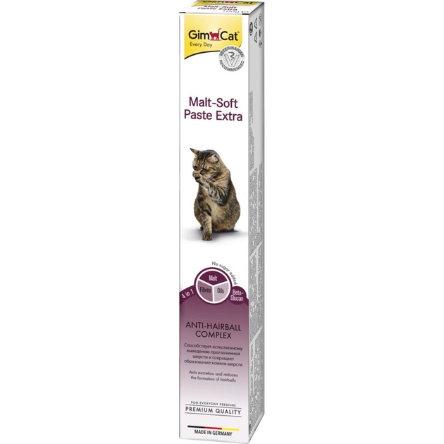 Паста для тварин GimCat Malt-Soft Extra для виведення шерсті 100 г (4002064407517/4002064407531) - зображення 1