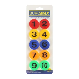 Магнит Buromax набор ЦИФРЫ, 10шт 30 мм в упаковке (BM.0034) изображение 1