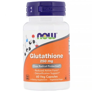 Амінокислота Now Foods Глутатіон, Glutathione, 250 мг, 60 вегетаріанських капсул (NOW-00096) зображення 1