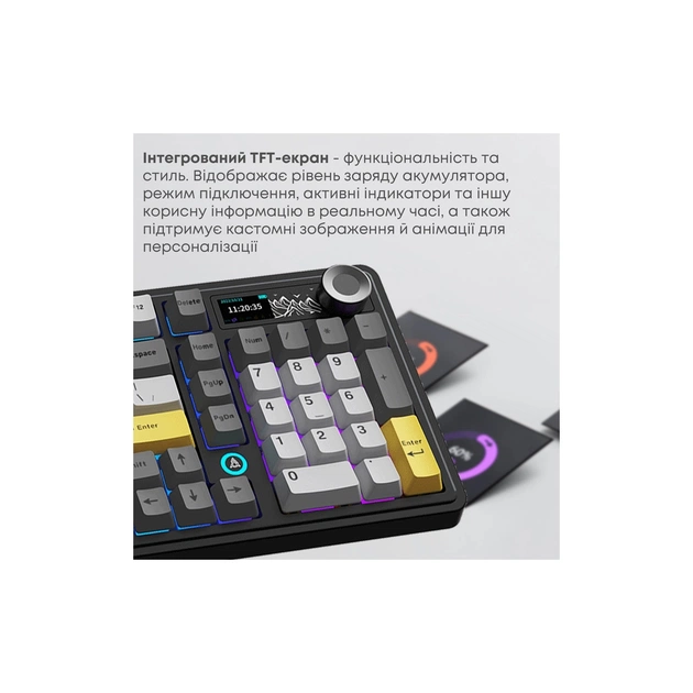 Клавиатура Ajazz AK980 V2 Maillard Switch Wireless/Bluetooth/USB UA Black/Grey/Yellow (AK980-V2-M-BGY) - изображение 6