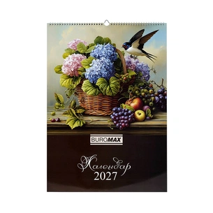 Календар Buromax настінний А2 2027 рік, 1 пружина, Flowers and birds (BM.210650) зображення 1