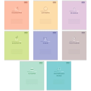 Зошит ZiBi набір учнівських PASTEL 48 аркушів клітинка 10 штук, 8 предметів (ZB.1701-99) зображення 1