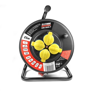 Подовжувач на котушці Stark CRP 2525-P (242000002) 4 розетки, 25 м, чорно-червоний зображення 1