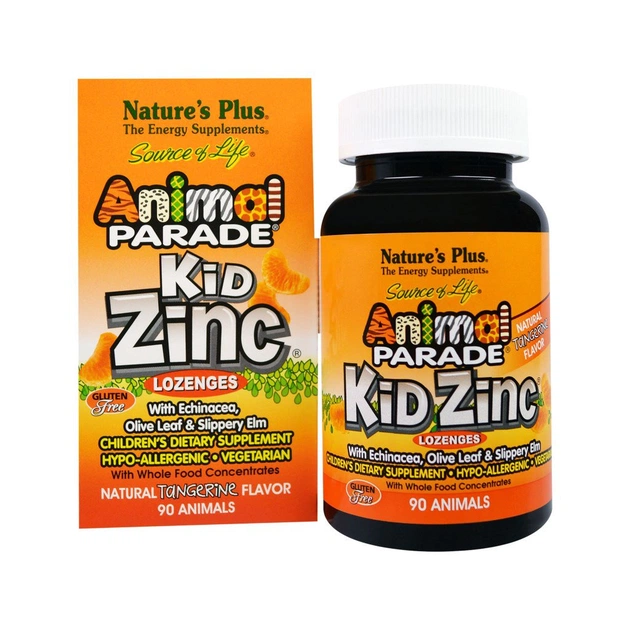 Мінерали Natures Plus Цинк для Дітей, Смак Мандарина, Kid Zinc, Animal Parade, 90 (NAP-29964) - зображення 1