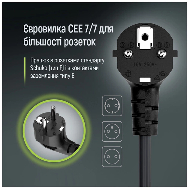 Кабель живлення C13 1.8m black ColorWay (CW-CBP082-BK) - picture 8