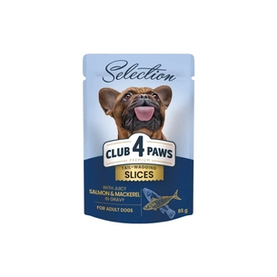 Вологий корм для собак Club 4 Paws Selection Плюс Шматочки з лососем та макрелью в соусі 85 г (4820215368056) зображення 1