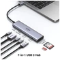 Концентратор Ugreen USB-C 7-in-1 2xUSB 3.0 + 2xUSB-C + HDMI 4K60Hz + SD/TF + PD 100W (45521) - зменшене зображення 3