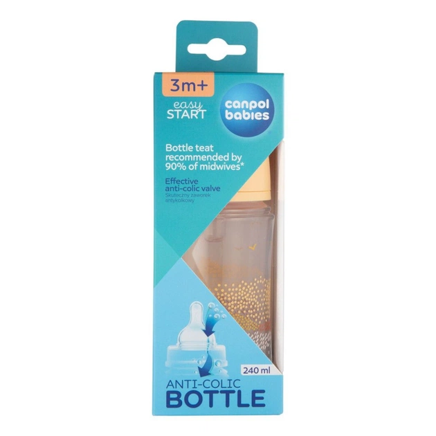 Бутылочка для кормления Canpol babies Easystart MOUNTAINS антиколиковая с широким отверстием 240 мл бежевая (35/243_bei) - изображение 4