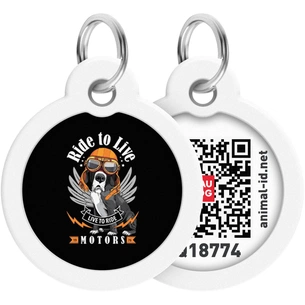 Адресник для тварин WAUDOG Smart ID з QR паспортом "Їздити, щоб жити", коло 30 мм (230-0207) зображення 1