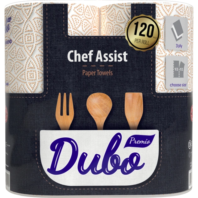 Паперові рушники Диво Premio Chef Assist 3 шари 120 відривів 2 рулони (4820003837573) - зображення 1