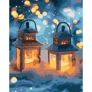 Картина по номерам Santi Ліхтарики у снігу, 40*50см, LED підсвітка (955084) зображення 1