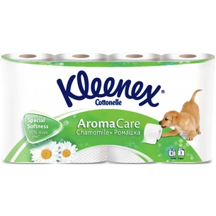 Туалетний папір Kleenex Cottonelle Aroma Care Ромашка 155 відривів 3 шари 8 рулонів (5029053541617) зображення 1