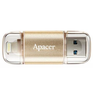 USB флеш накопичувач Apacer 128GB AH190 Gold USB 3.1/Lightning (AP128GAH190C-1) зображення 1