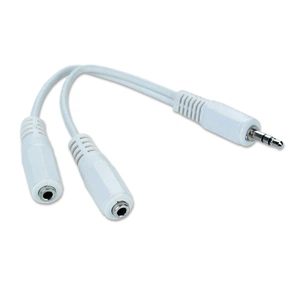 Кабель мультимедійний 3.5mm M to 2x3.5mm F 0.1m white Cablexpert (CCA-415W) зображення 1