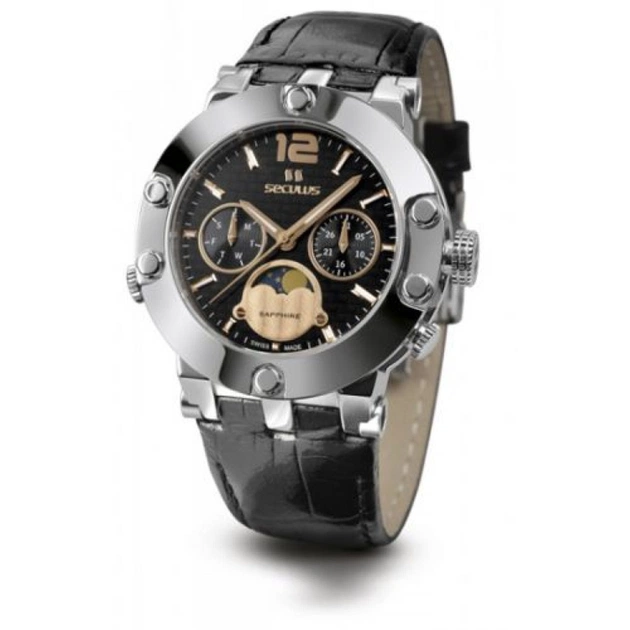 Наручний годинник Seculus 1690.5.706 black-rose, ss, black leather - зображення 1