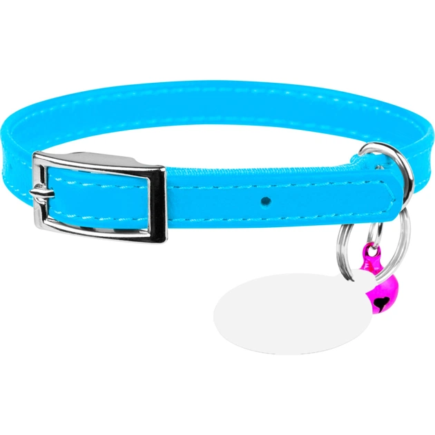Ошейник для животных WAUDOG Glamour с QR паспортом Д 22-30 см голубой (32482) - изображение 1