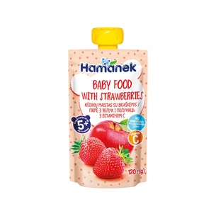 Дитяче пюре Hamanek Яблуко Полуниця, 120 г (8595139780456) зображення 1