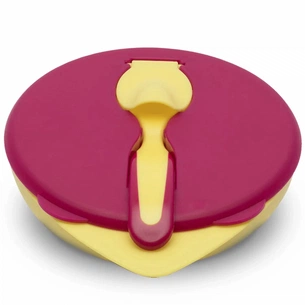 Набір дитячого посуду Baboo тарілочка з кришкою та ложечкою червона (90424) picture 1