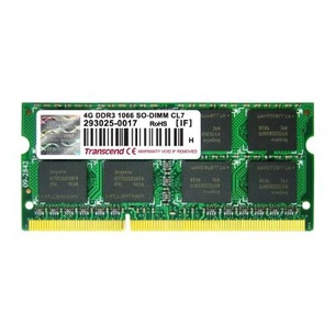 Модуль пам'яті для ноутбука SoDIMM DDR3 4GB 1066 MHz Transcend (TS4GAP1066S) зображення 1