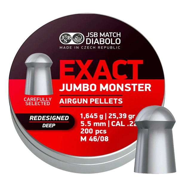 Пульки JSB Exact Jumbo Monster Redesigned DEEP 5,52 мм 1,645 г (200 шт/уп) (546188-200) - зображення 1