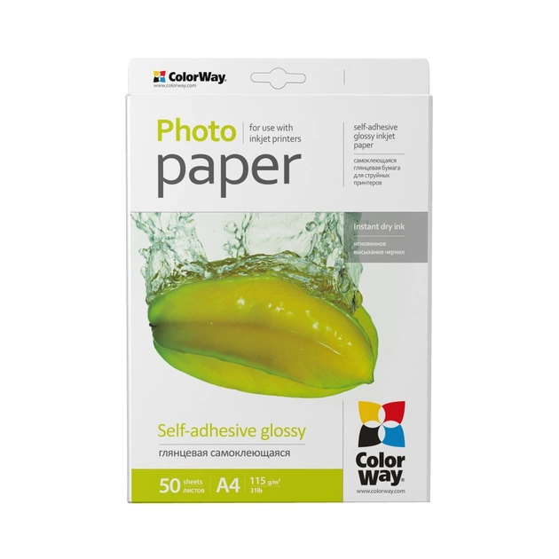 Фотопапір ColorWay A4 115г glossy 50л (PGS1158050A4) - зображення 1