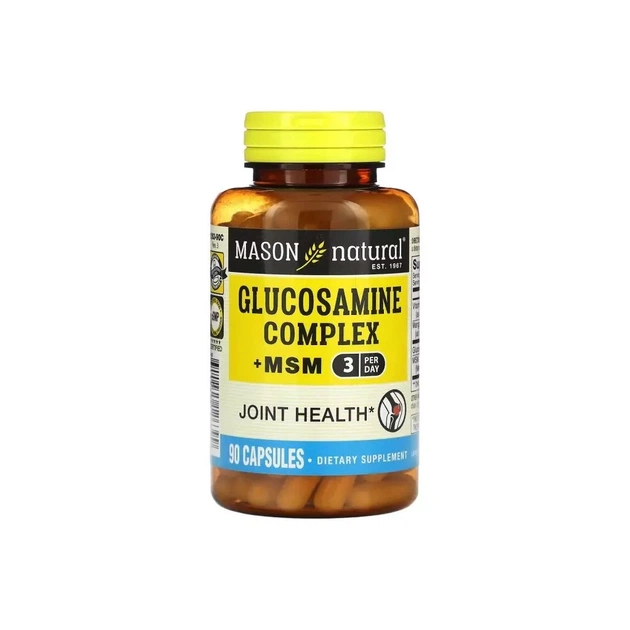 Вітамінно-мінеральний комплекс Mason Natural Комплекс глюкозаміну з ЧСЧ, Glucosamine Complex + MSM, 90 капсул (MAV-12639) - зображення 1