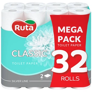 Туалетний папір Ruta Classic 2 шари Білий 32 рулона (4820202892670) зображення 1