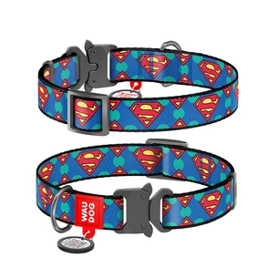Нашийник для тварин WAUDOG Nylon з QR паспортом "Супермен Лого" металічна пряжка-фастекс S (0015-2006) зображення 1