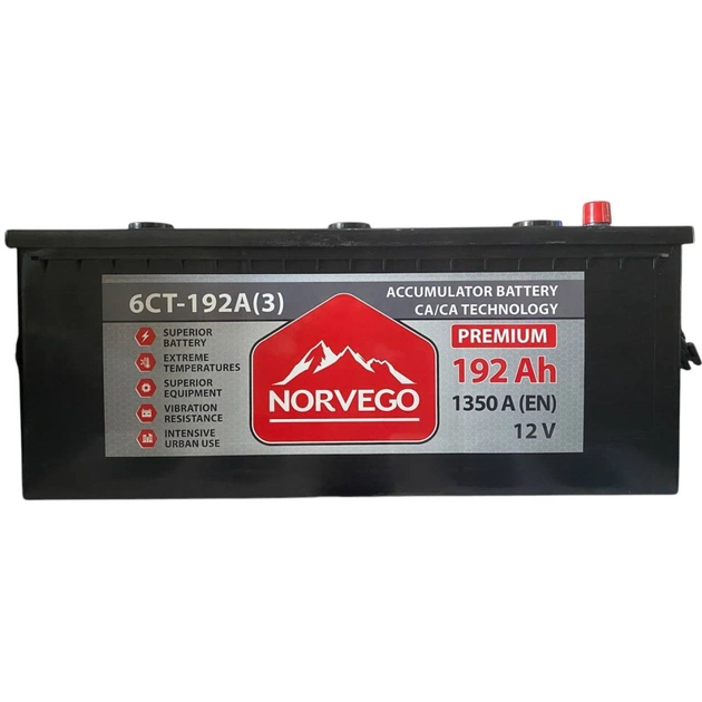 Аккумулятор автомобильный NORVEGO ВЕСТА Premium 192A +лів (3) (1350 пуск) - изображение 1